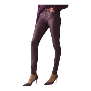 NWT White House Black Market burgundy coated denim pants